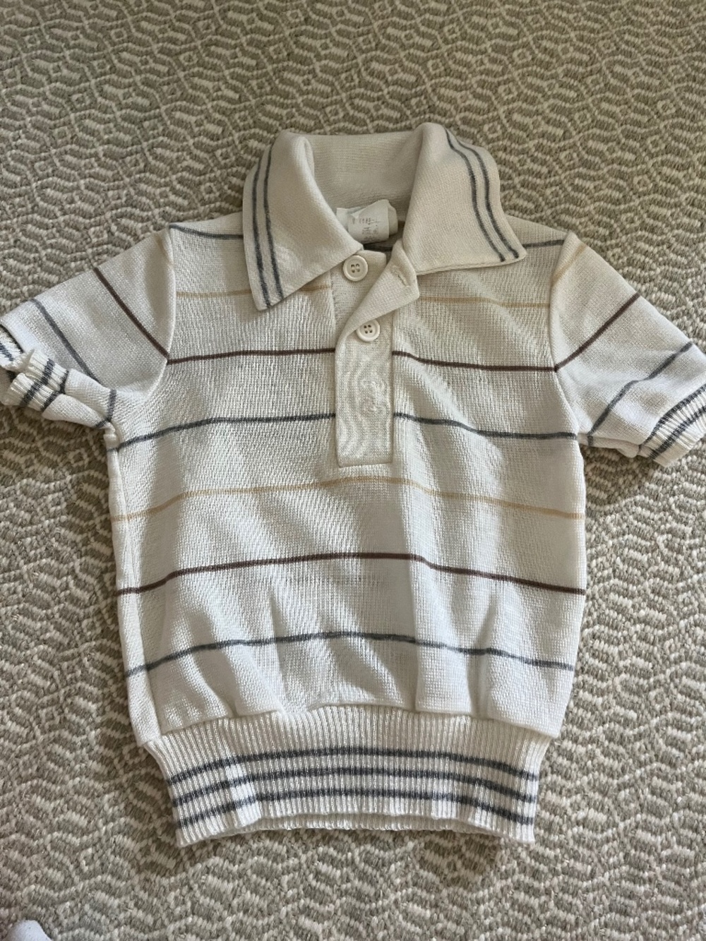 Boy's Bull Frog Knits Short Sleeve Striped Collared sweater size 4T